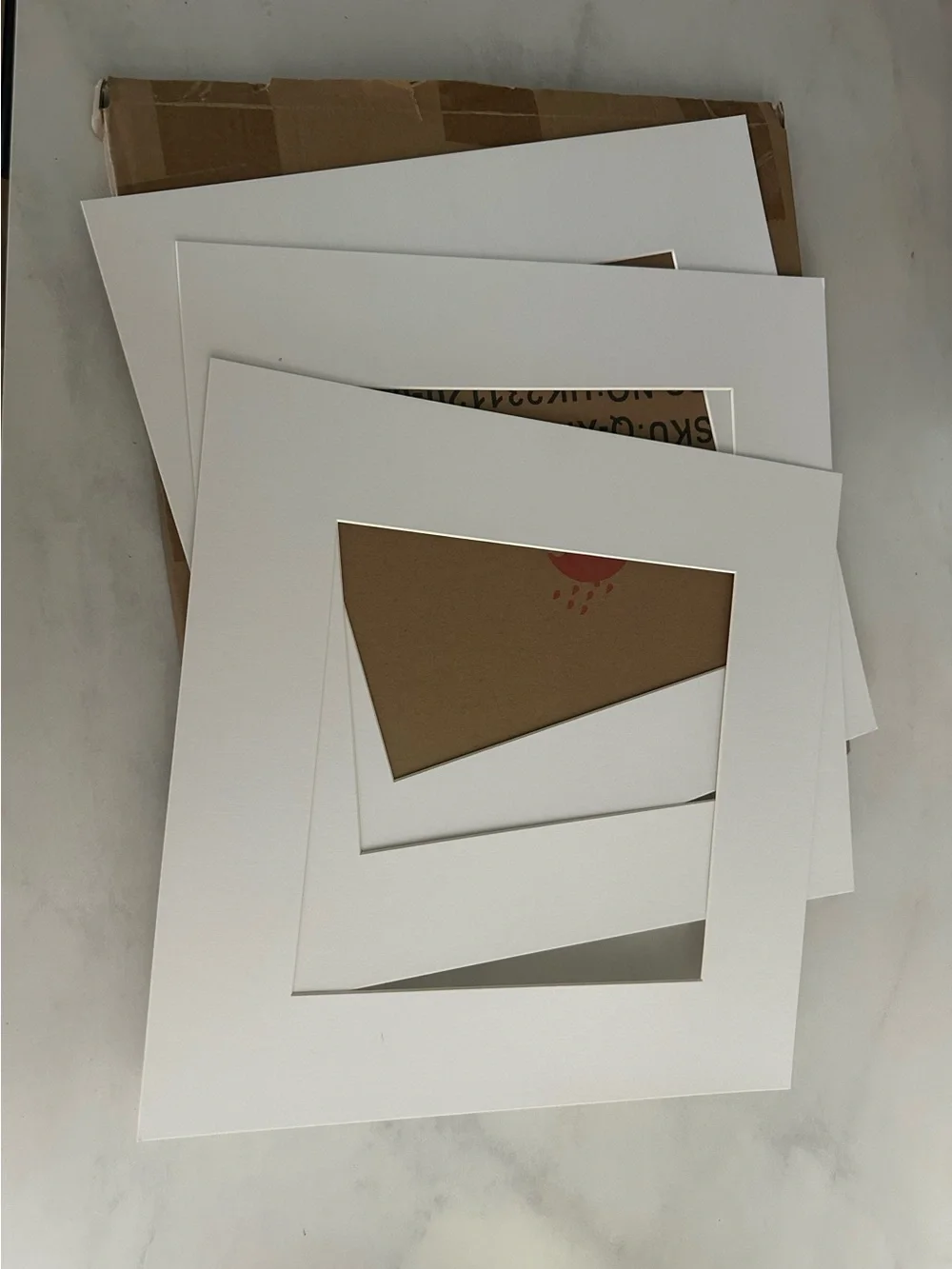 Set of 6 Black Square Picture Frames with White borders